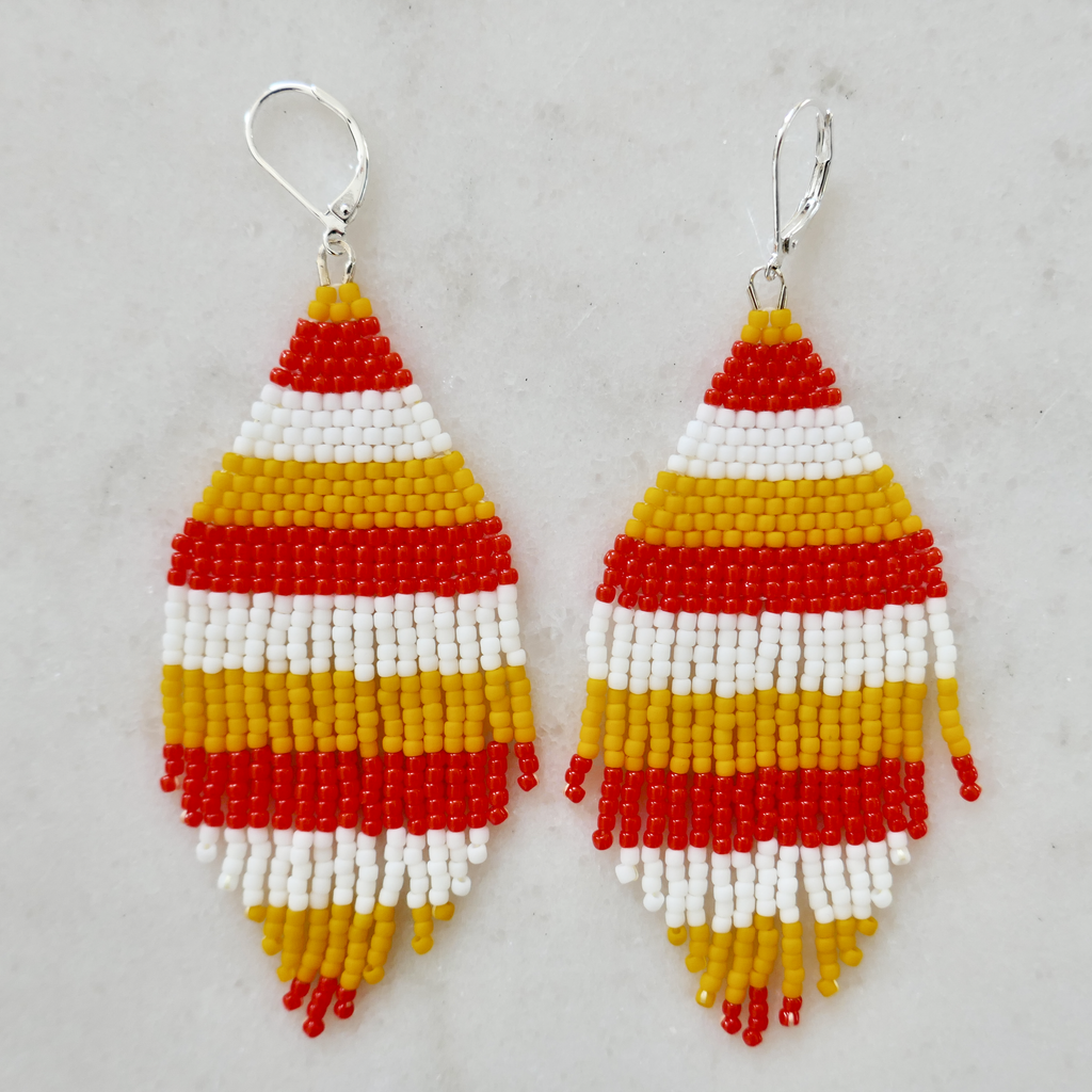 Bright Beach Day - Glass Bead Earrings - Large