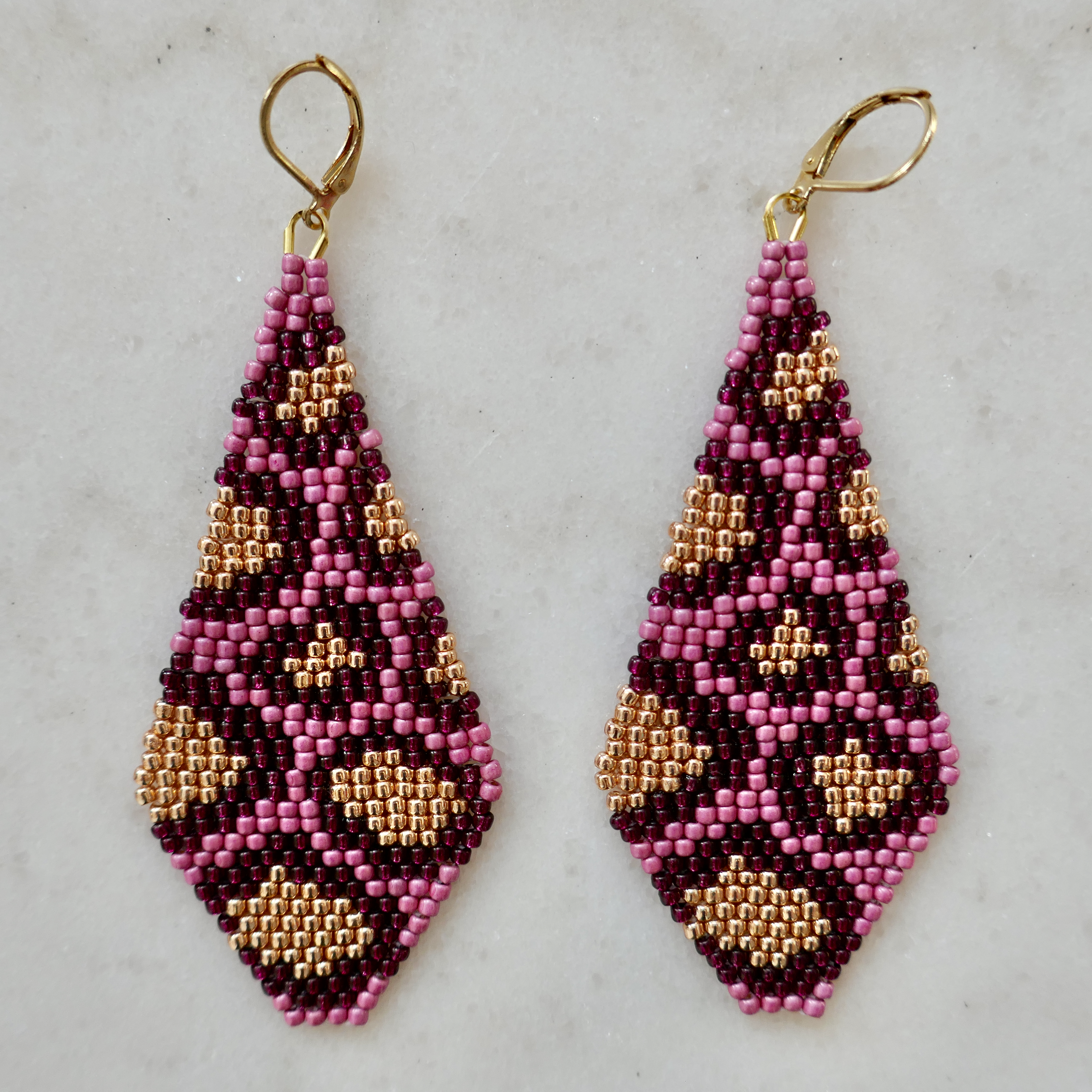 Golden Berry Dream - Glass Bead Earrings - Large