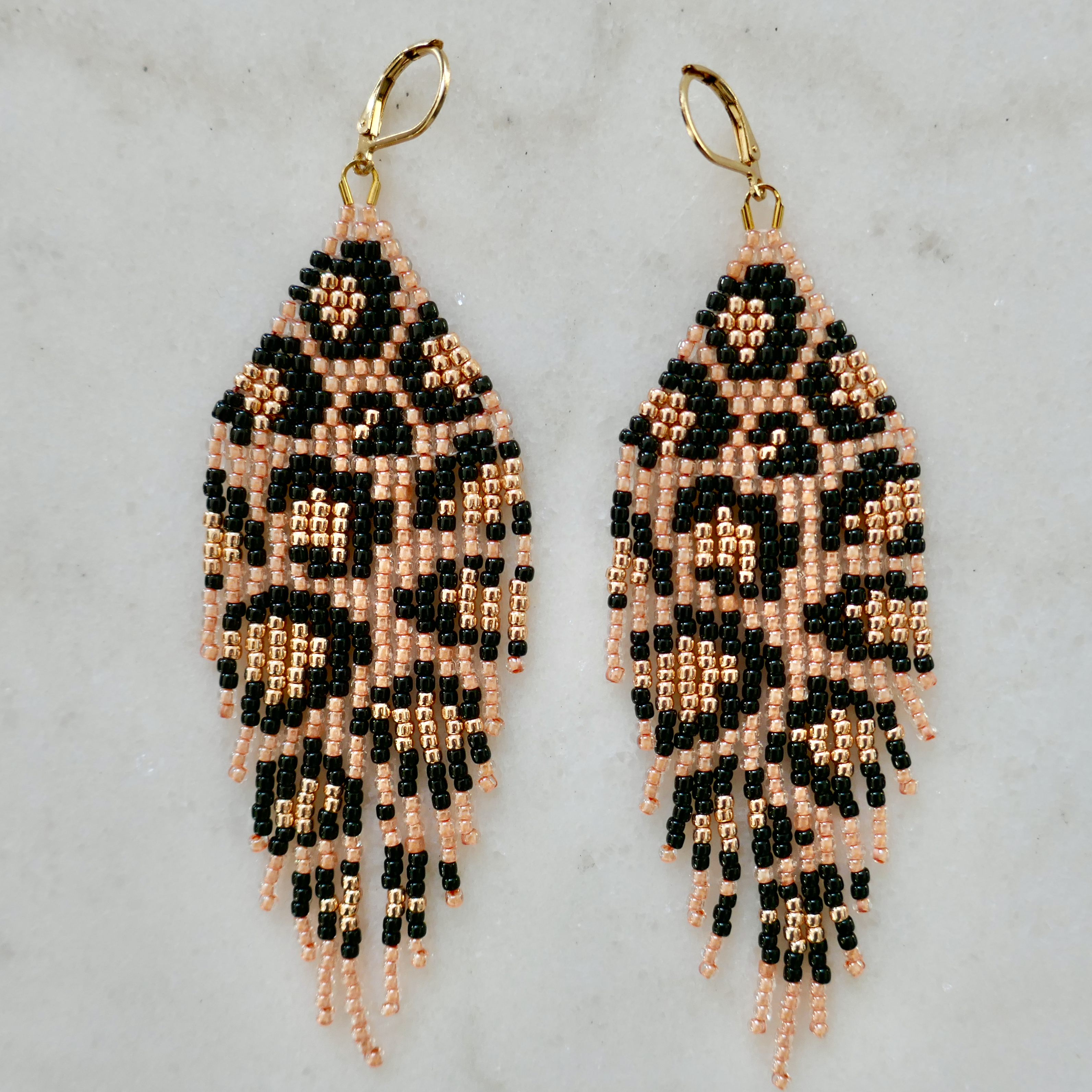 Rose Gold Animalia - Glass Bead Earrings - Medium