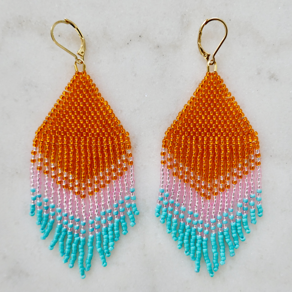 Beach Sunset - Glass Bead Earrings - Large