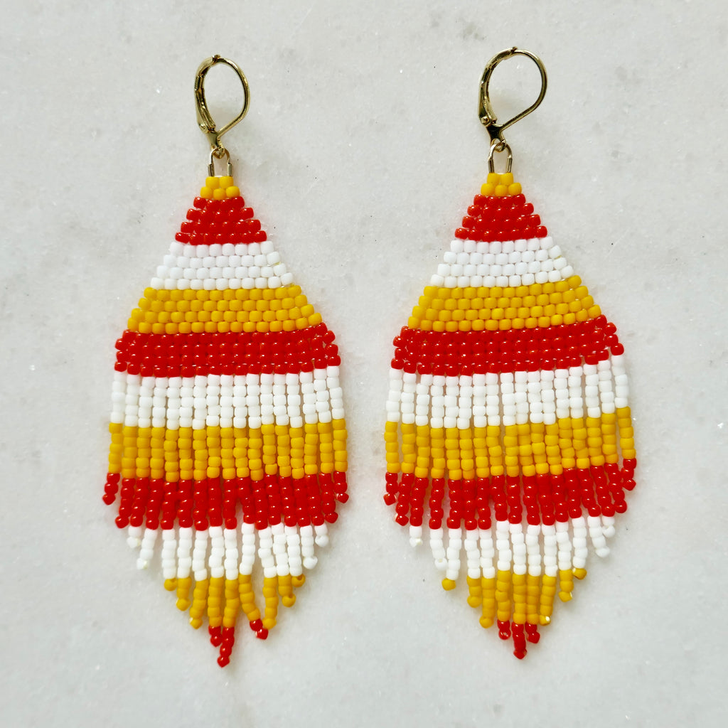 Bright Beach Day - Glass Bead Earrings - Large