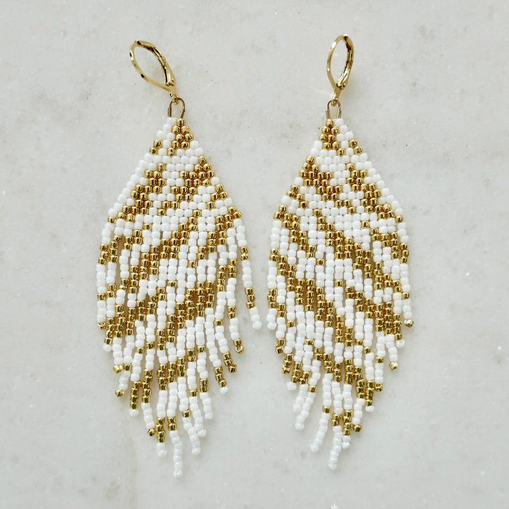 Golden Tiger - Glass Bead Earrings - Medium
