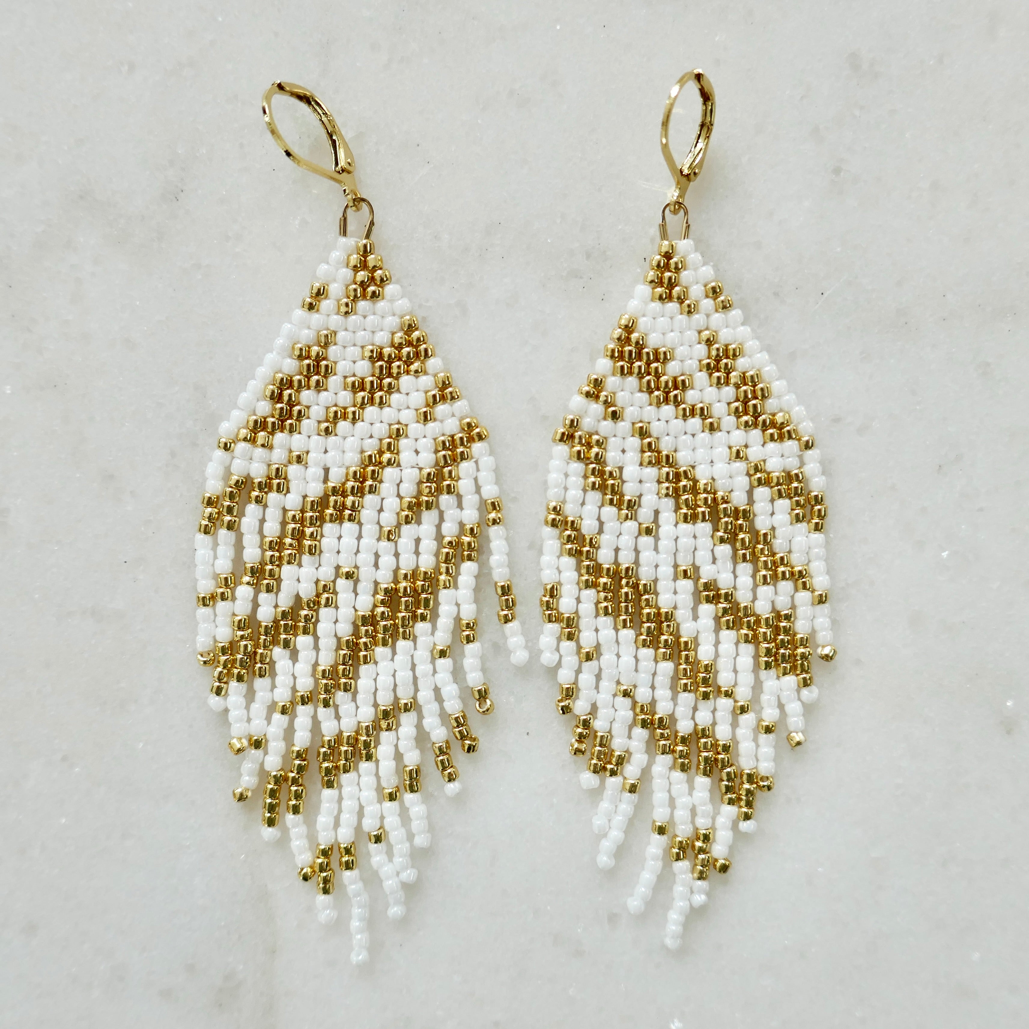 Golden Tiger - Glass Bead Earrings - Medium