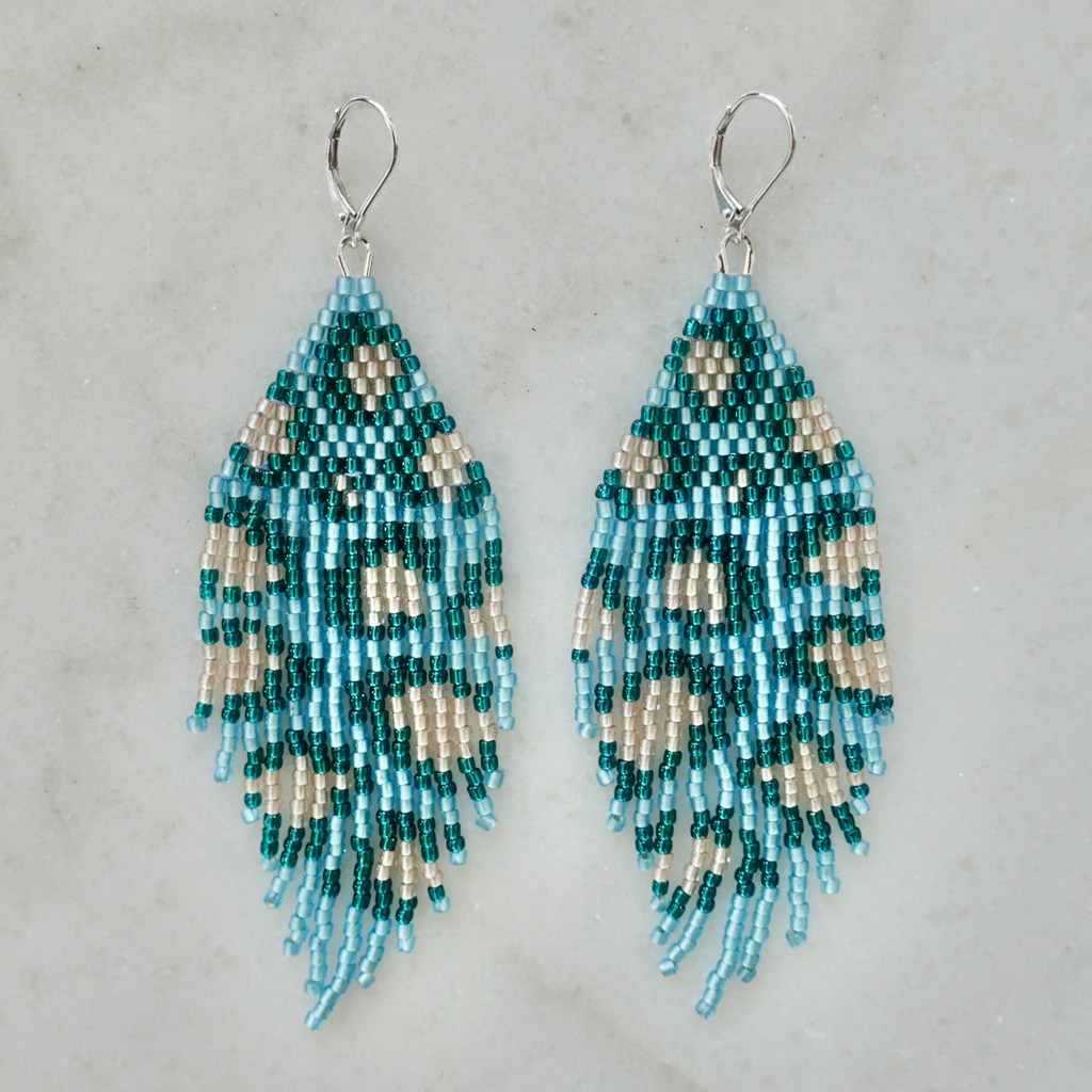 Aquamarine Animalia - Glass Bead Earrings - Medium