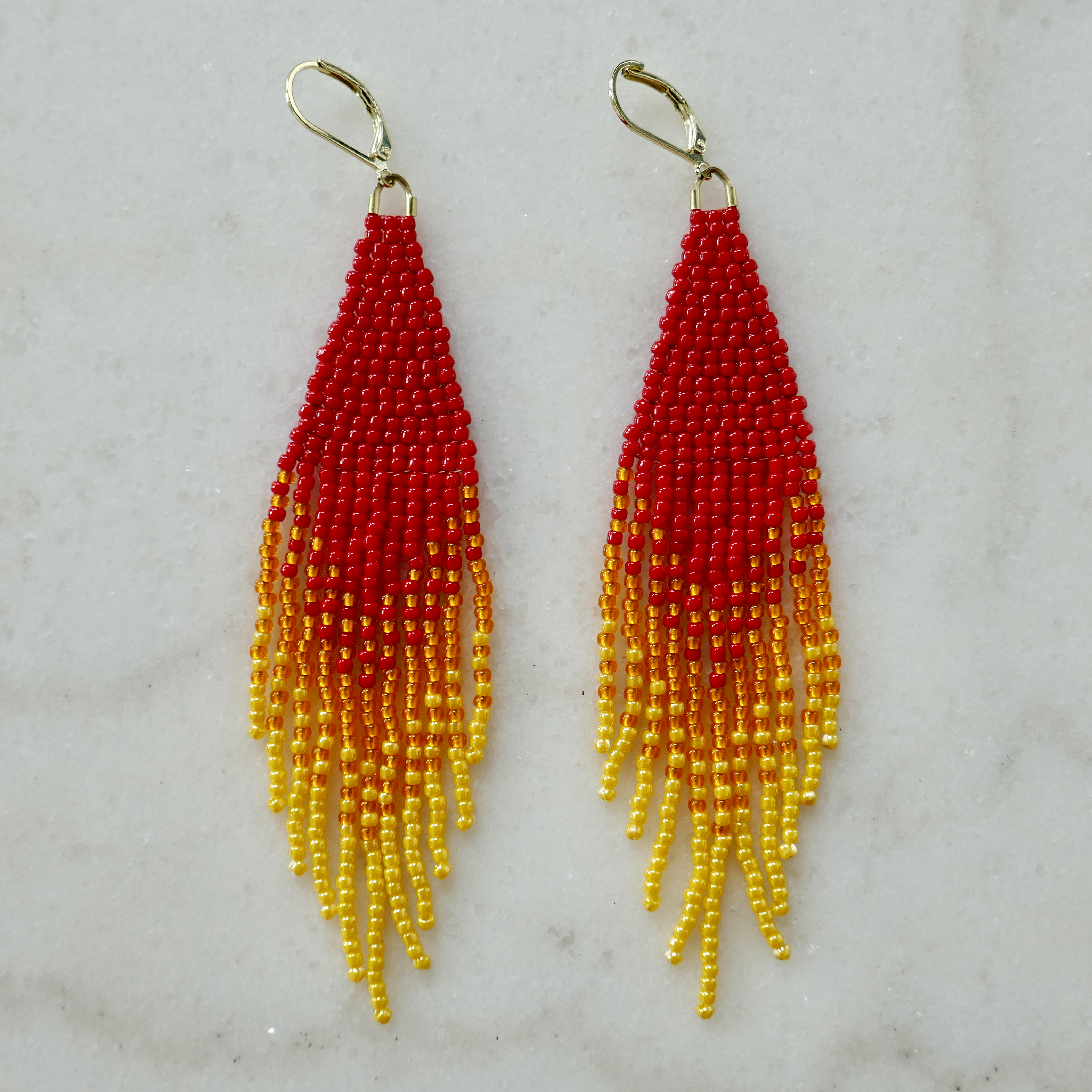 Flames - Glass Bead Earrings - Medium
