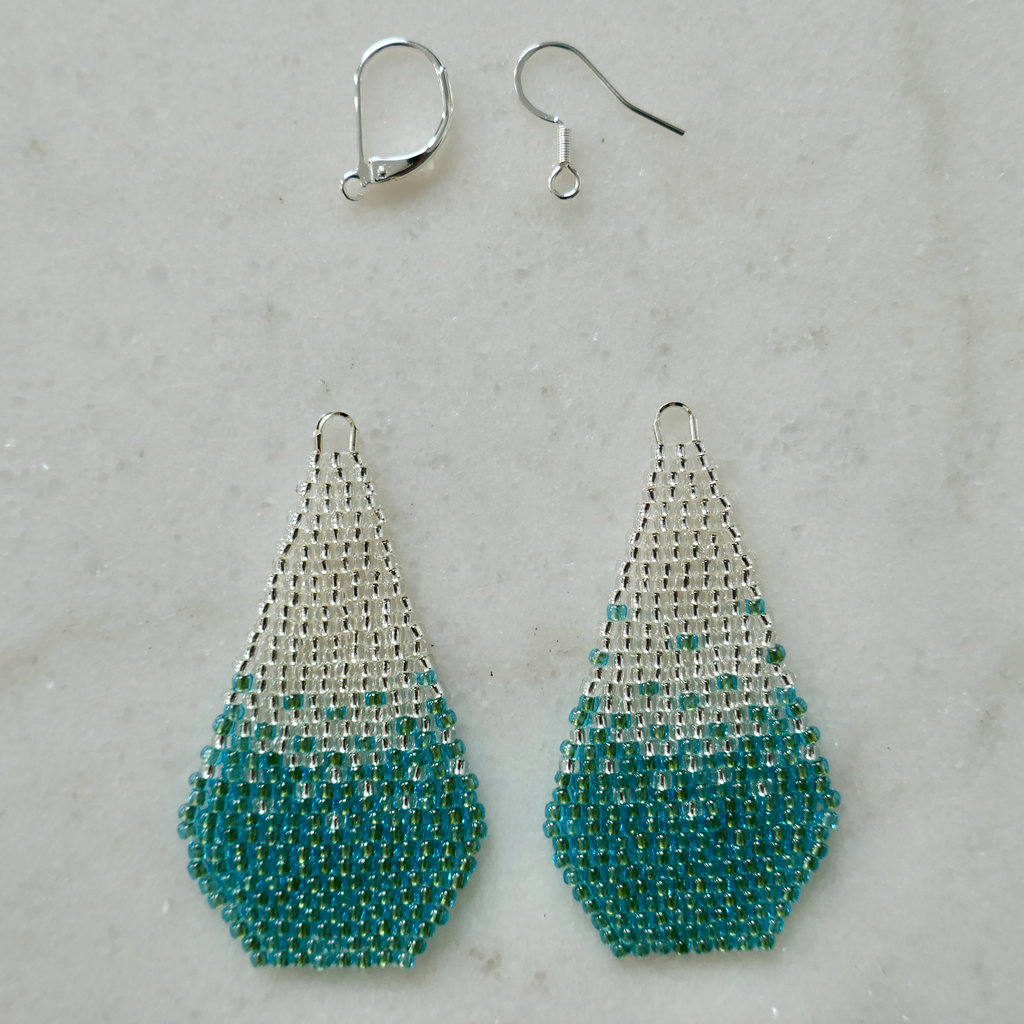 Sparkling Green Ocean - Glass Bead Earrings - Medium SAMPLES & SECONDS SALE
