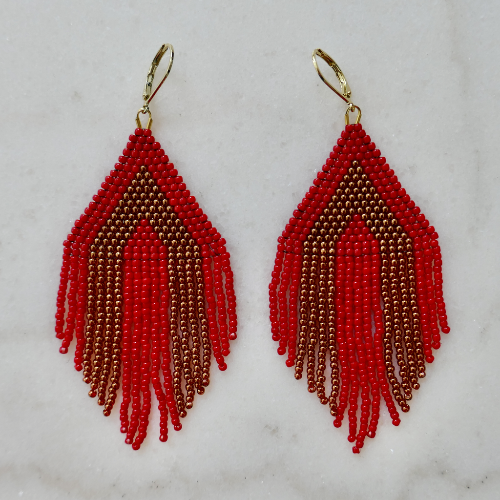 Ember Glow - Glass Bead Earrings - Large