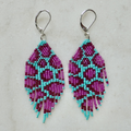 Turquoise & Berry Animalia - Glass Micro Bead Earrings - Extra Small