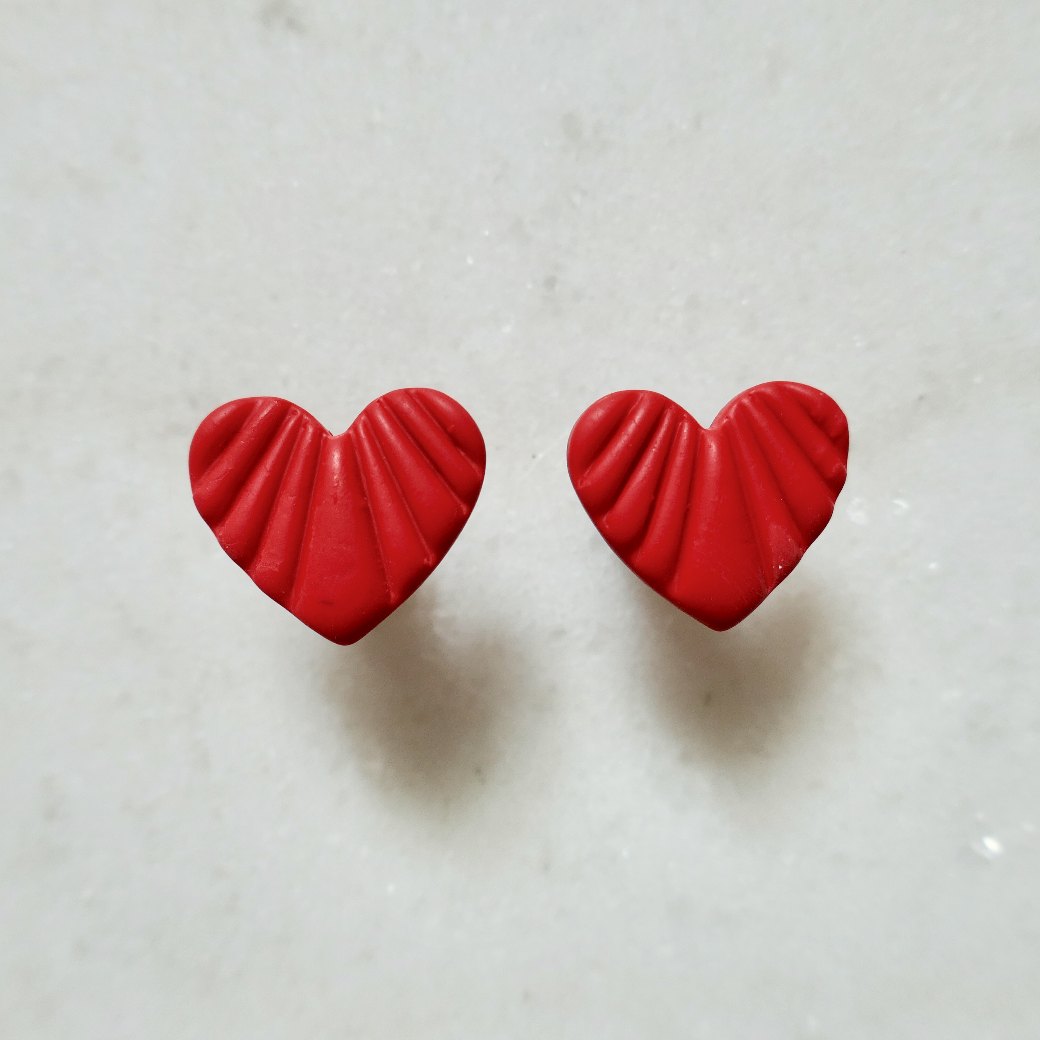 Love Heart - Polymer Clay Stud Earrings