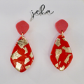 Golden Guava Tear Drops 2 - Polymer Clay Dangle Earrings