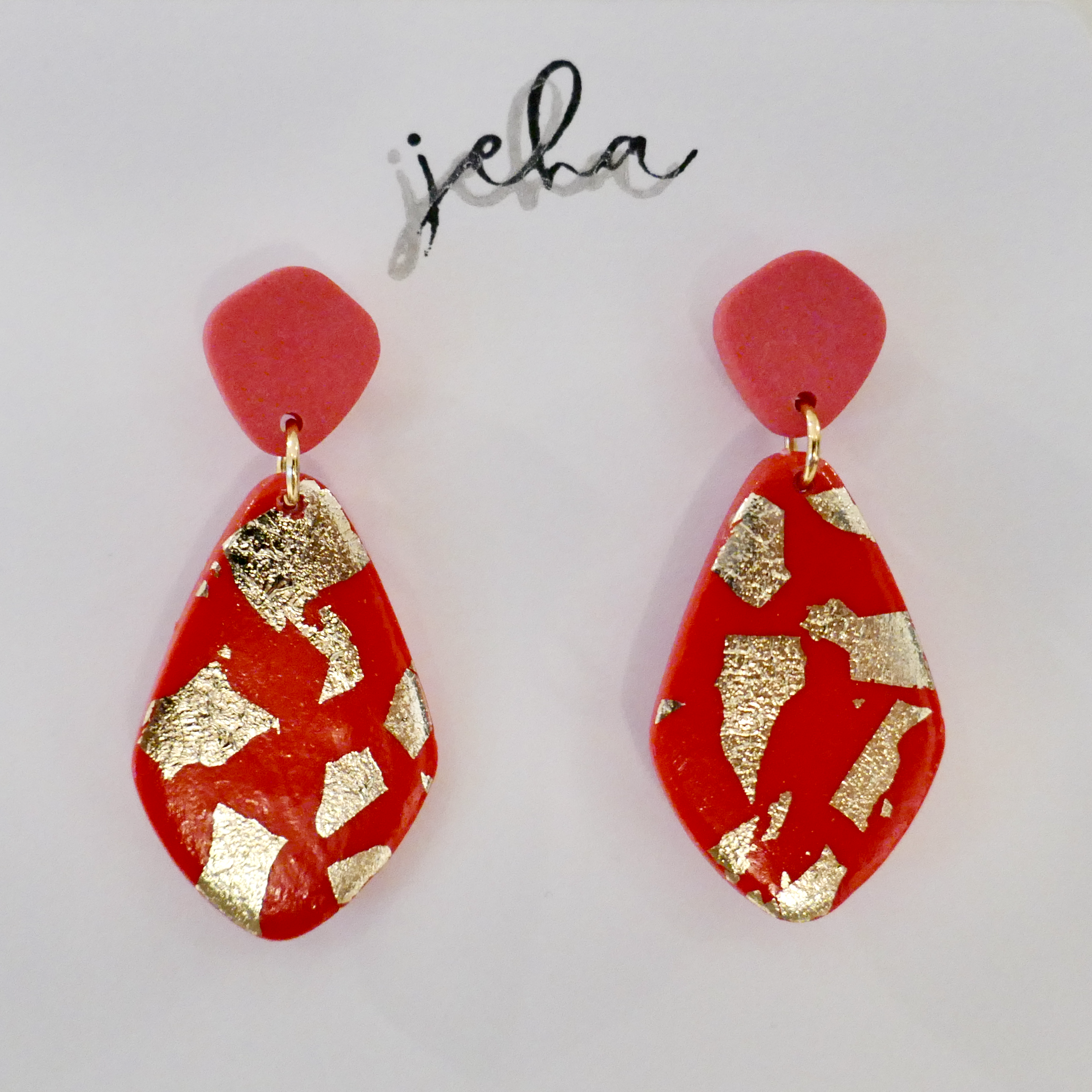 Golden Guava Tear Drops 2 - Polymer Clay Dangle Earrings