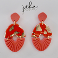 Golden Guava Ovals - Polymer Clay Dangle Earrings