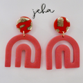 Golden Guava Abstract Arch - Polymer Clay Dangle Earrings