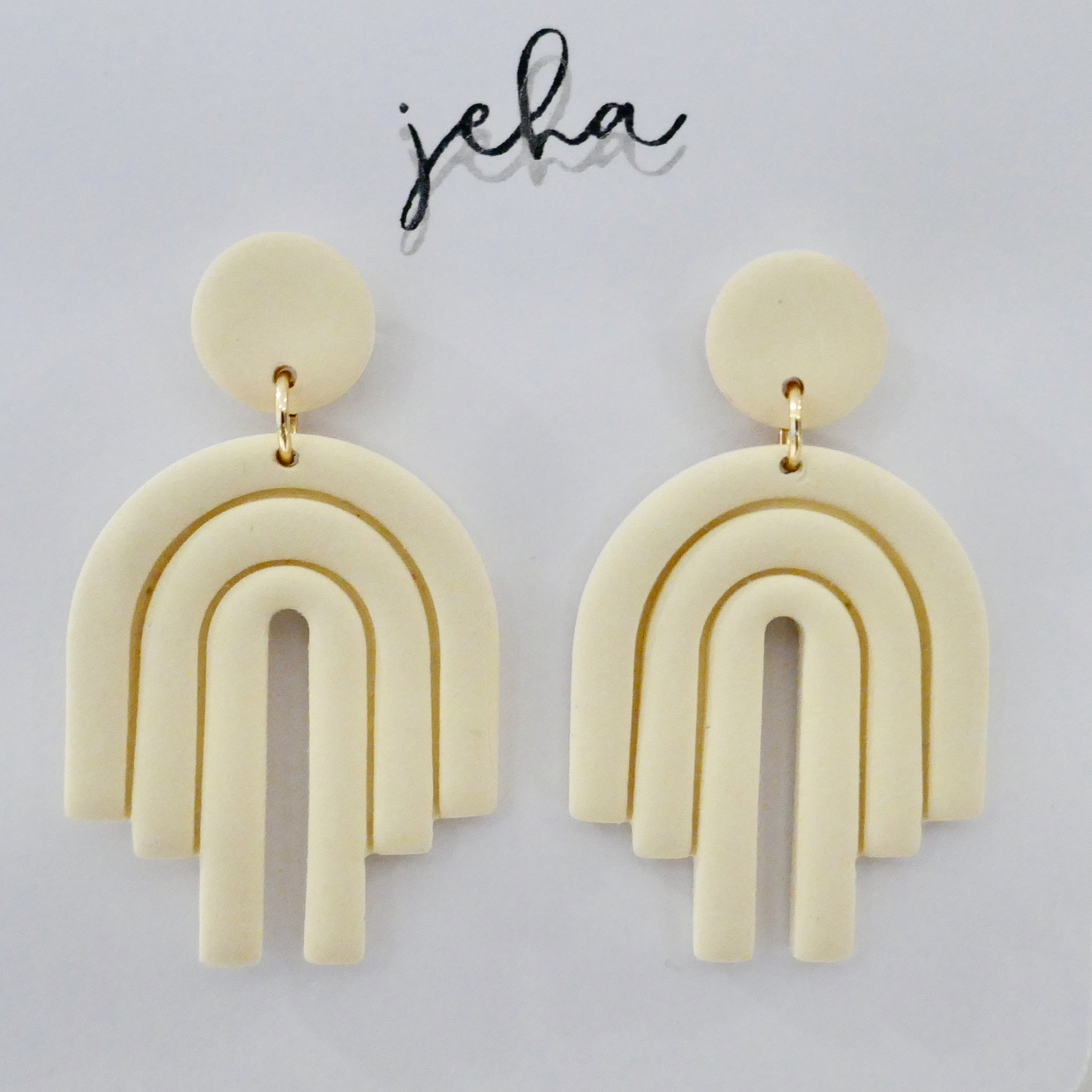 Ivory Waterfall Arch - Polymer Clay Dangle Earrings