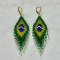 Brasileira! - Glass Bead Tassel Earrings - Small Forest Green