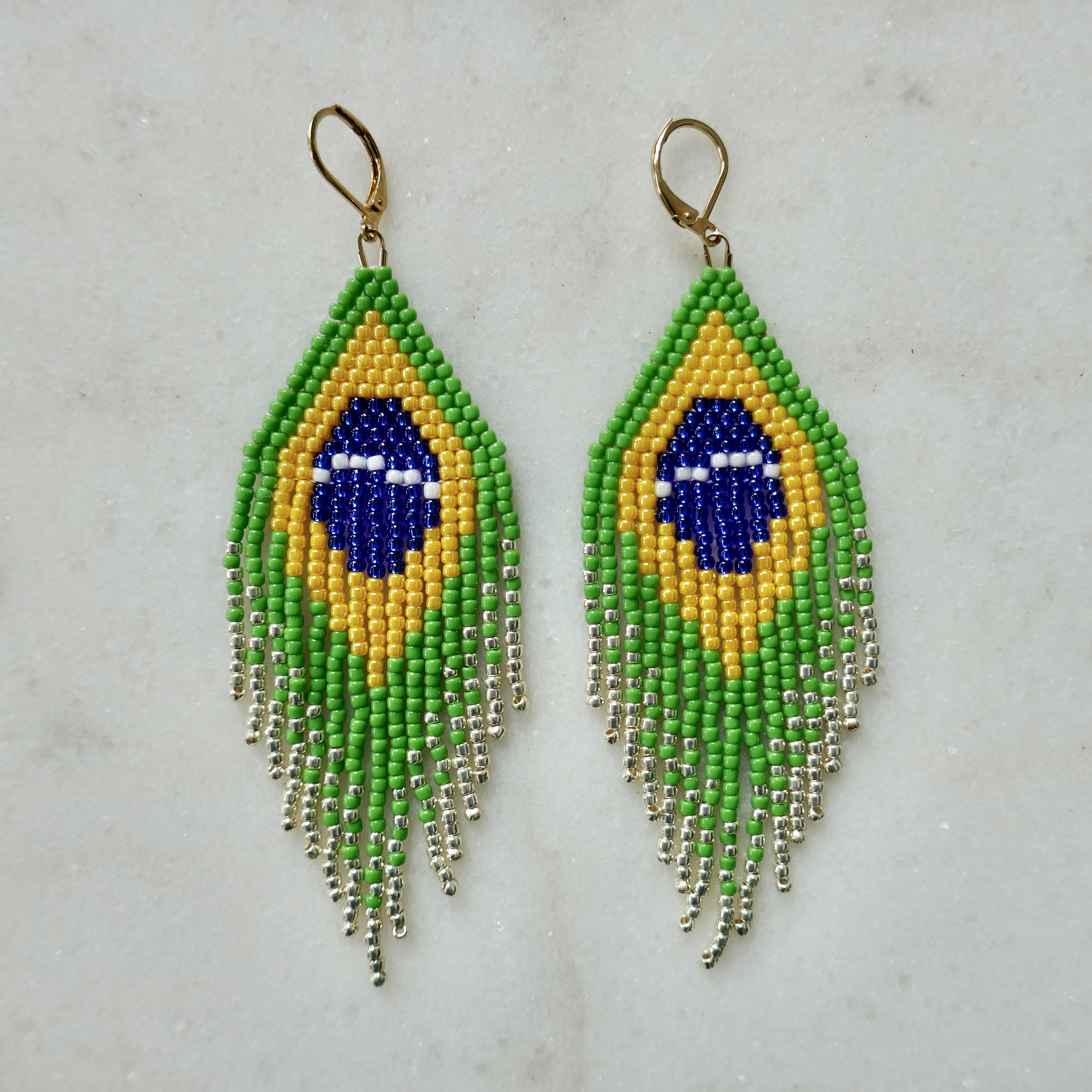 Brasileira! - Glass Bead Longer Tassel Earrings - Medium Mint Green