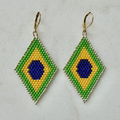 Brasileira! - Glass Bead Diamond-Shaped Earrings - Large