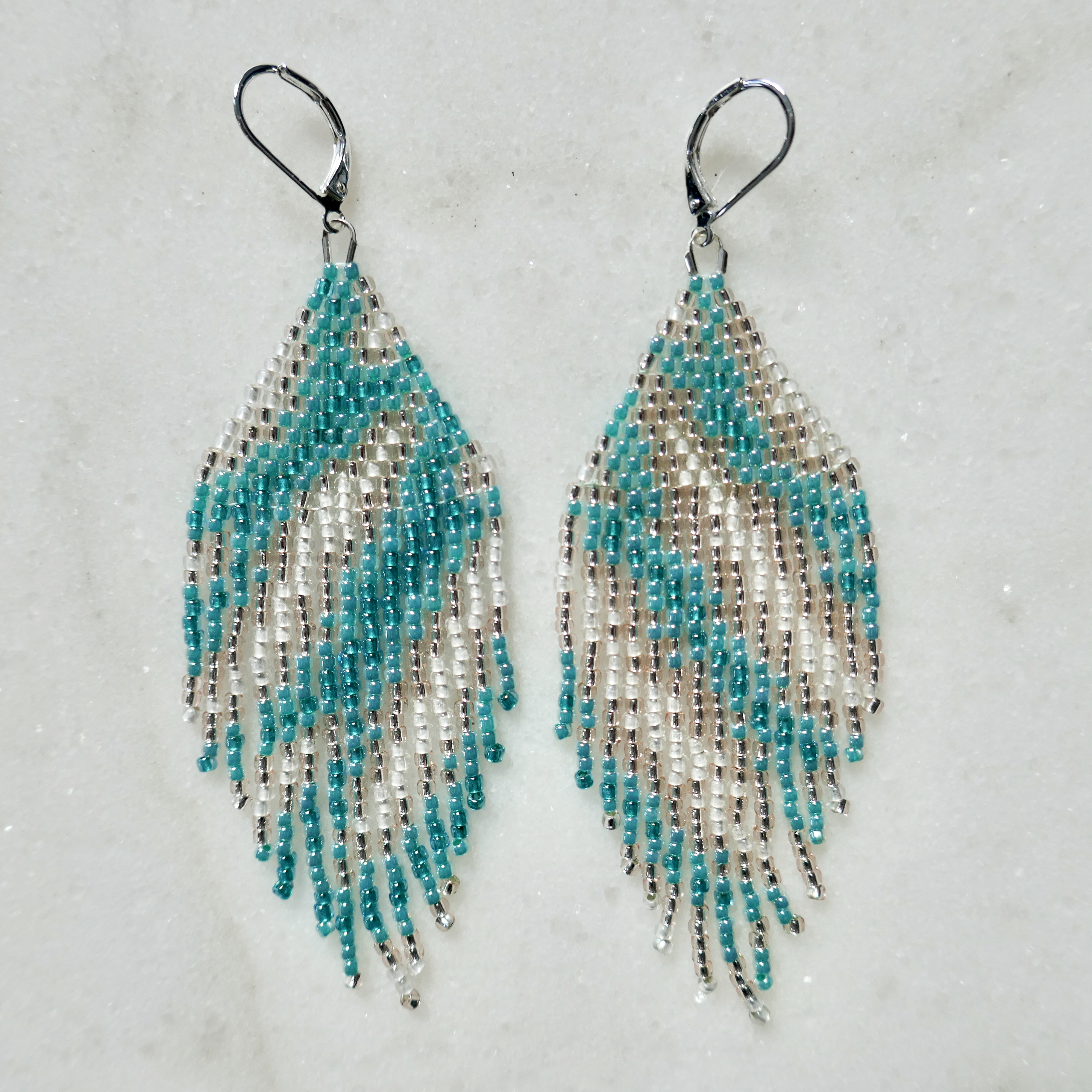 Aqua Sand Bars - Glass Bead Earrings - Medium SAMPLES & SECONDS SALE