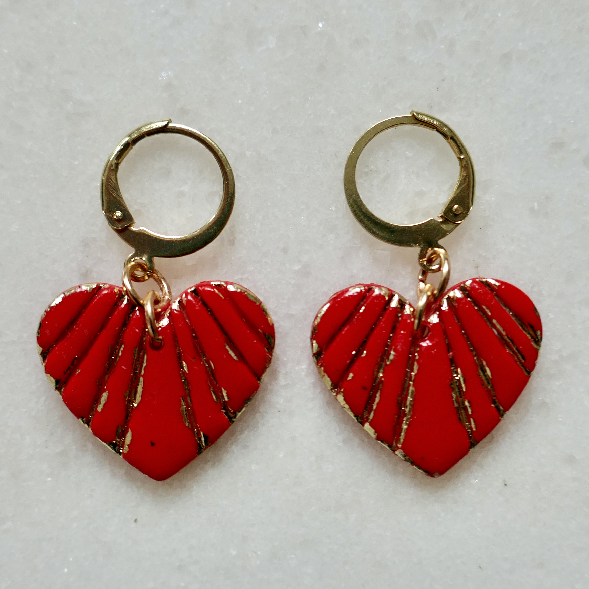 Sparkling Heart - Polymer Clay Huggie Earrings