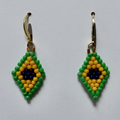 Brasileira! - Glass Bead Diamond-Shaped Earrings - Tiny Opaque Mint Green