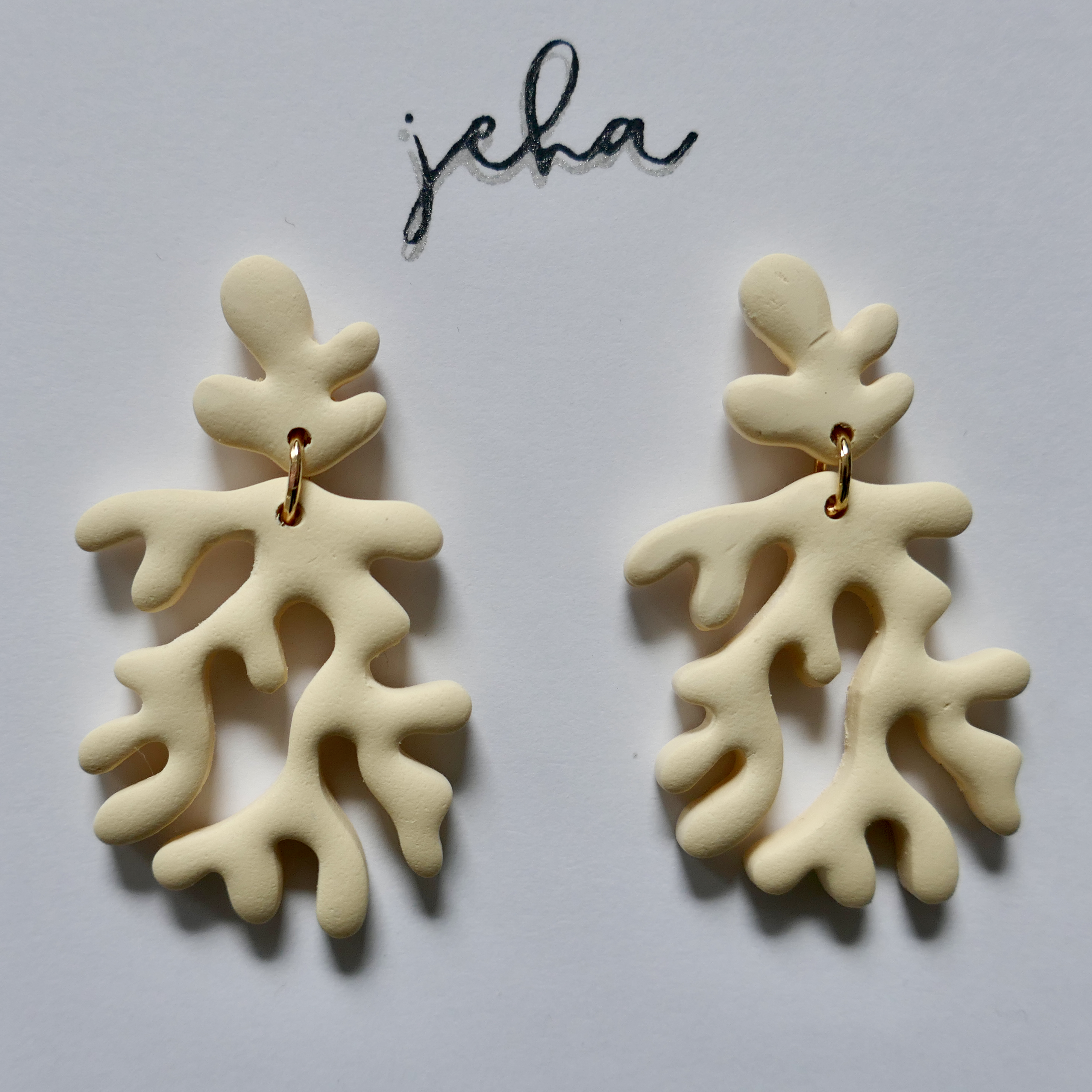 Ivory Coral - Polymer Clay Dangle Earrings