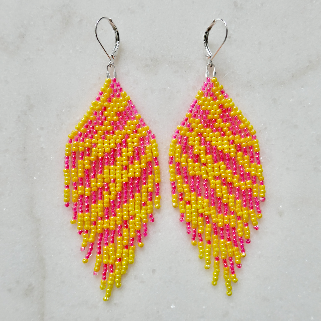 Bright Like a Tiger - Glass Bead Earrings - Medium