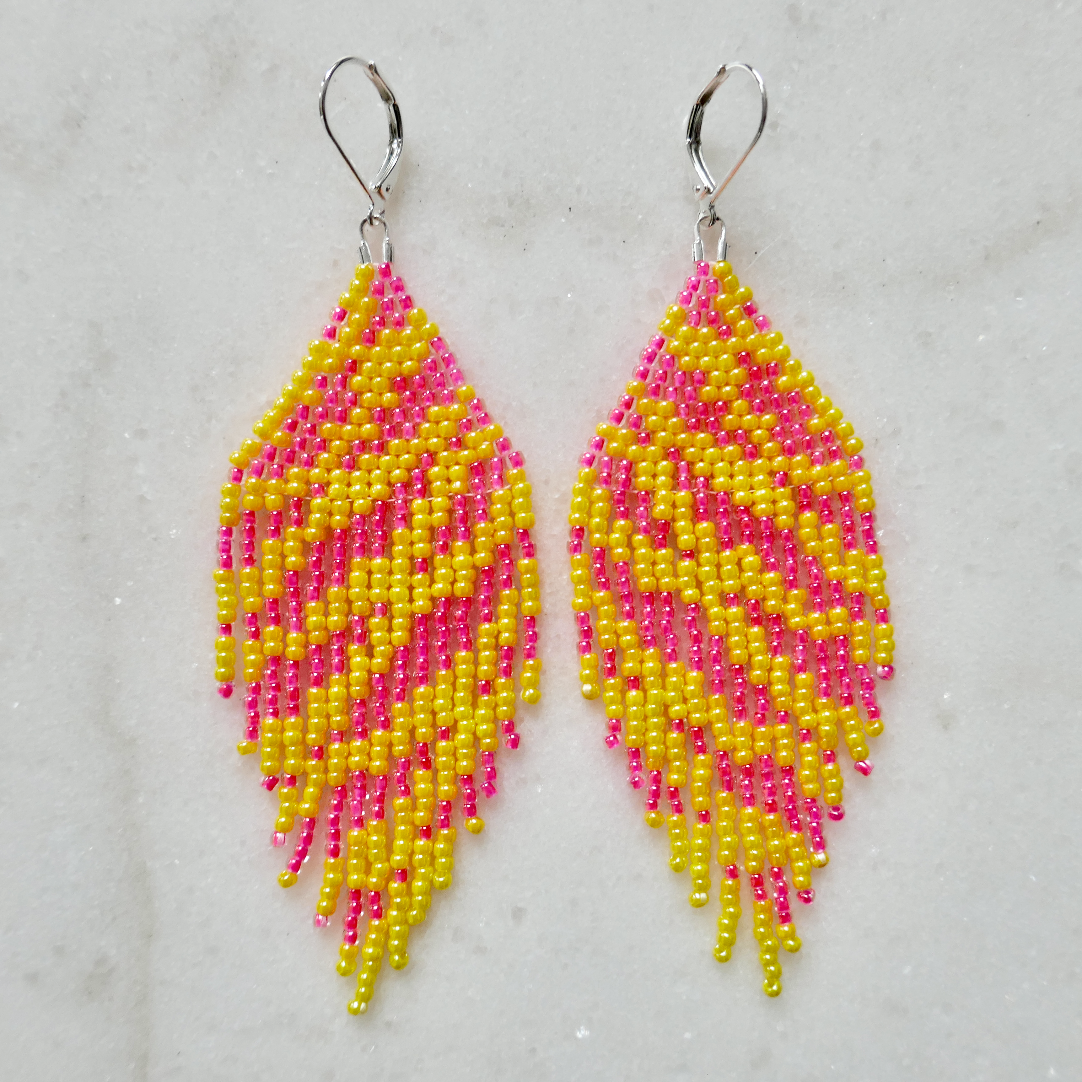 Bright Like a Tiger - Glass Bead Earrings - Medium