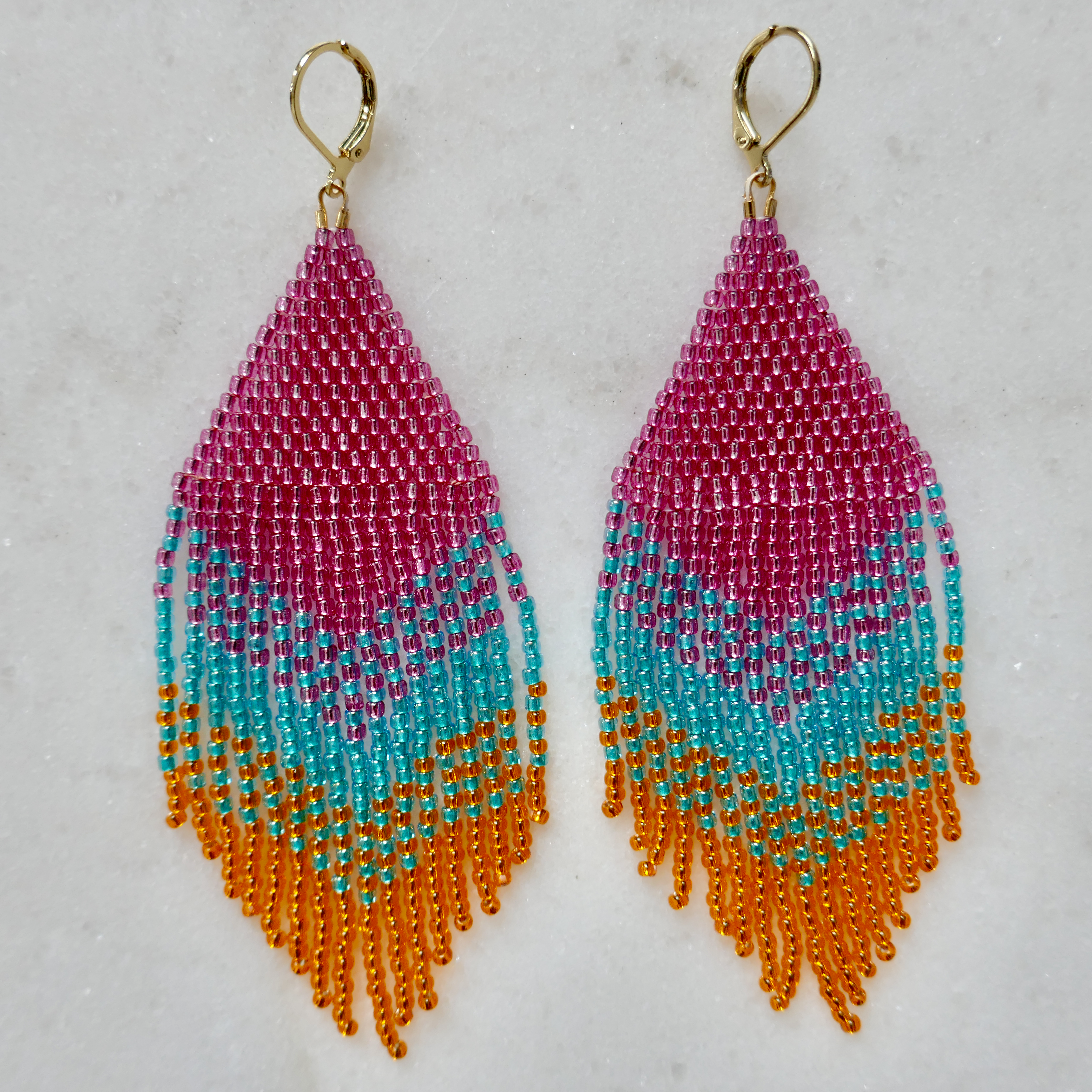 Beach Berry Sunset - Glass Bead Earrings - Large