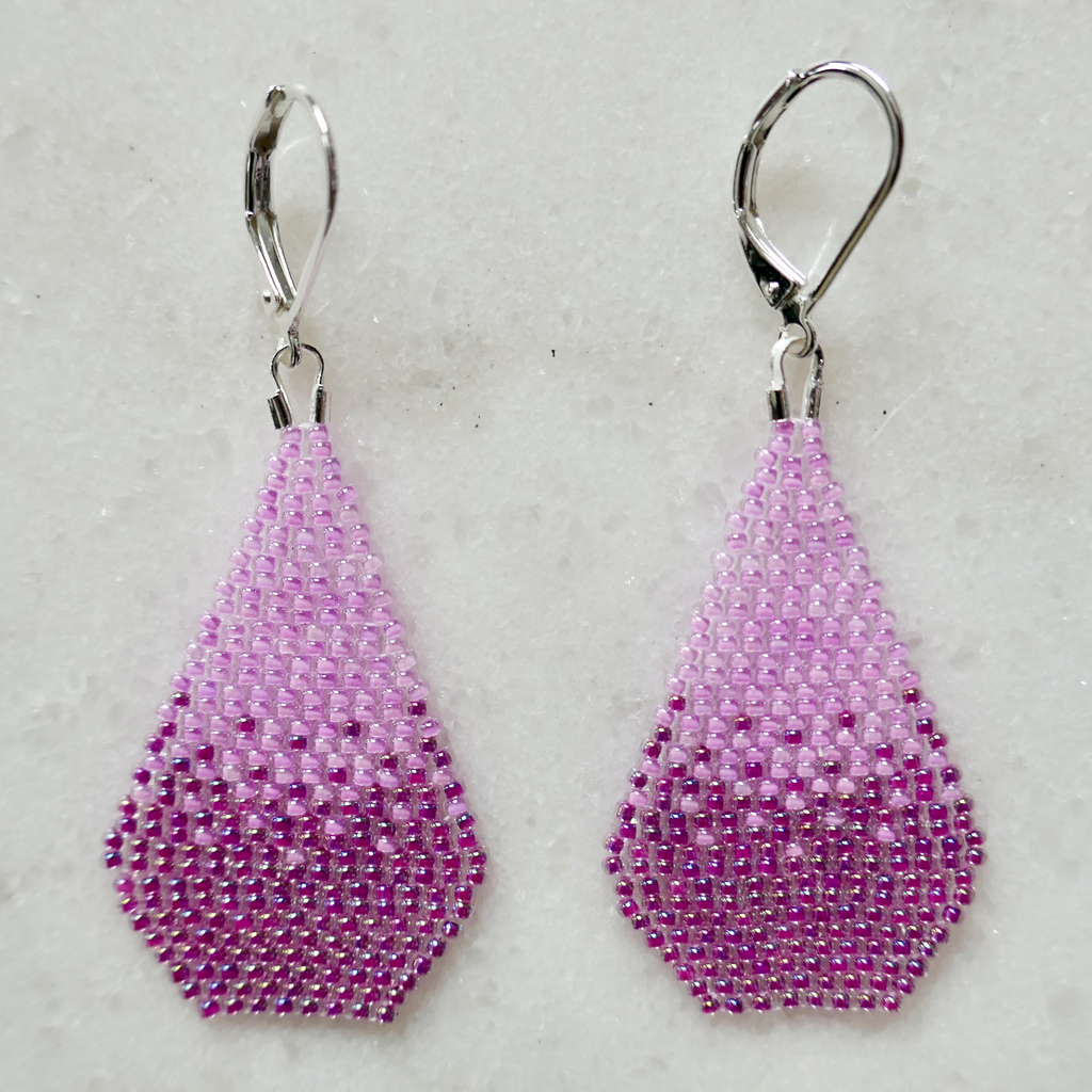 Lilac Love - Glass Micro Bead Earrings - Medium