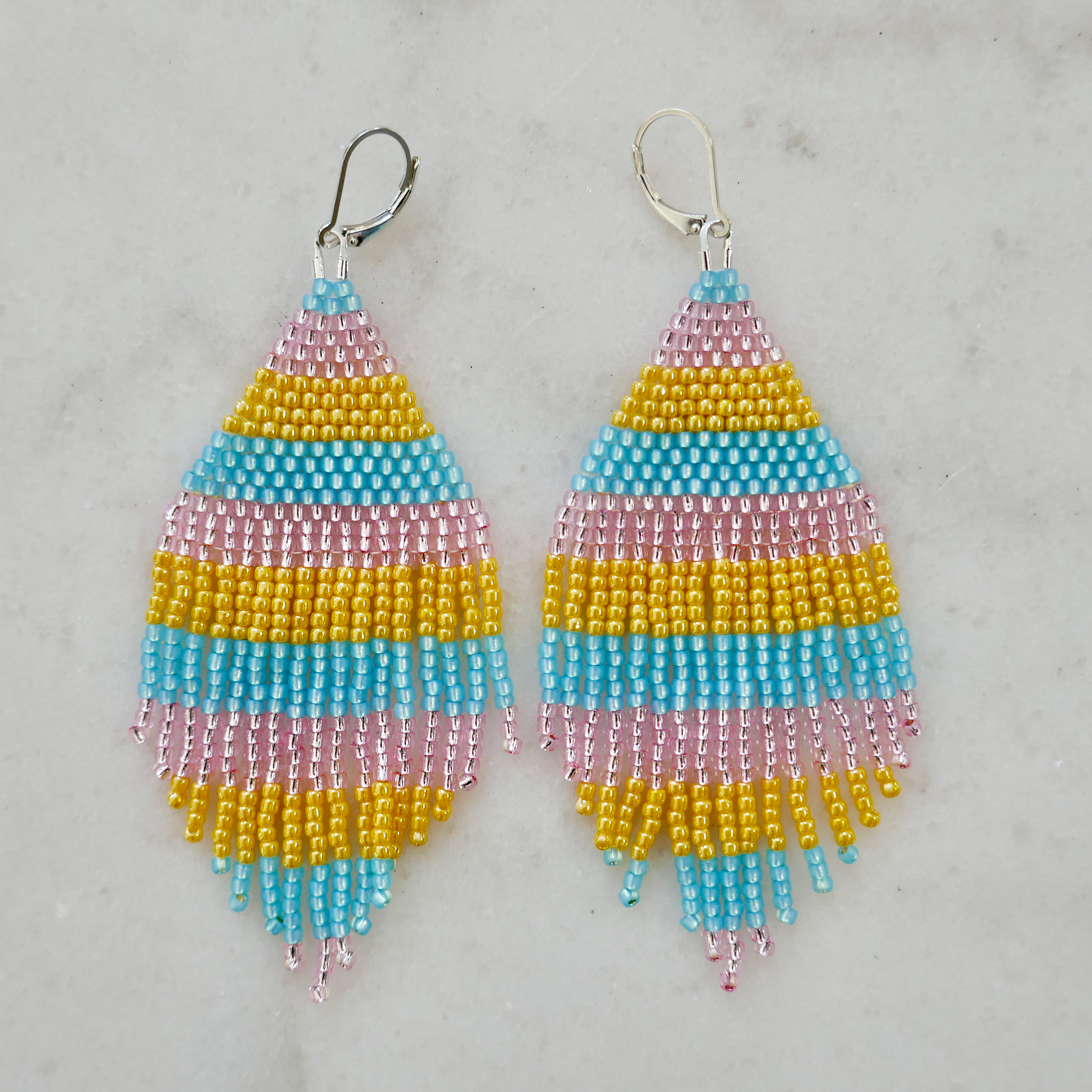 Sparkling Pastel Beach Day - Glass Bead Earrings - Large