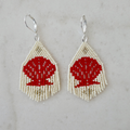 Marine Dream Scallop - Tasselled Glass Bead Earrings - Medium