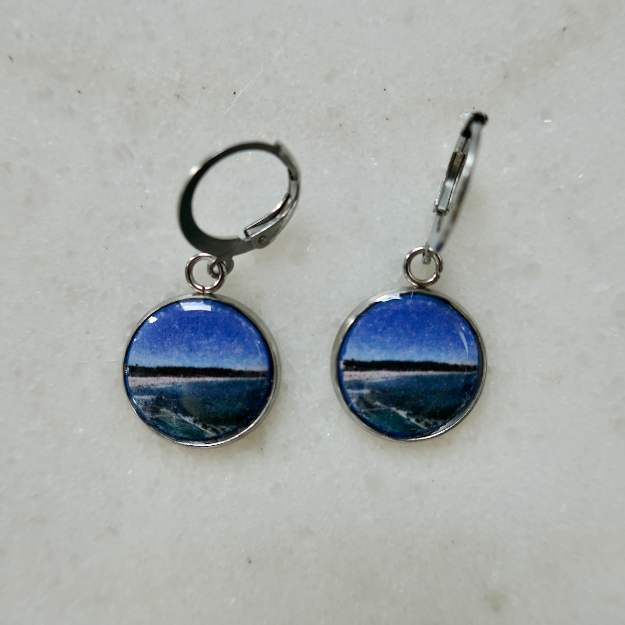Bondi Icebergs - Bezel Dangle Earrings