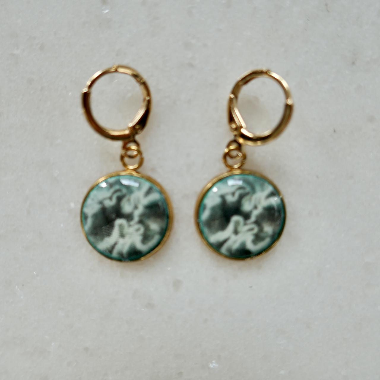 Aitutaki Coral - Bezel Dangle Earrings (Copy)