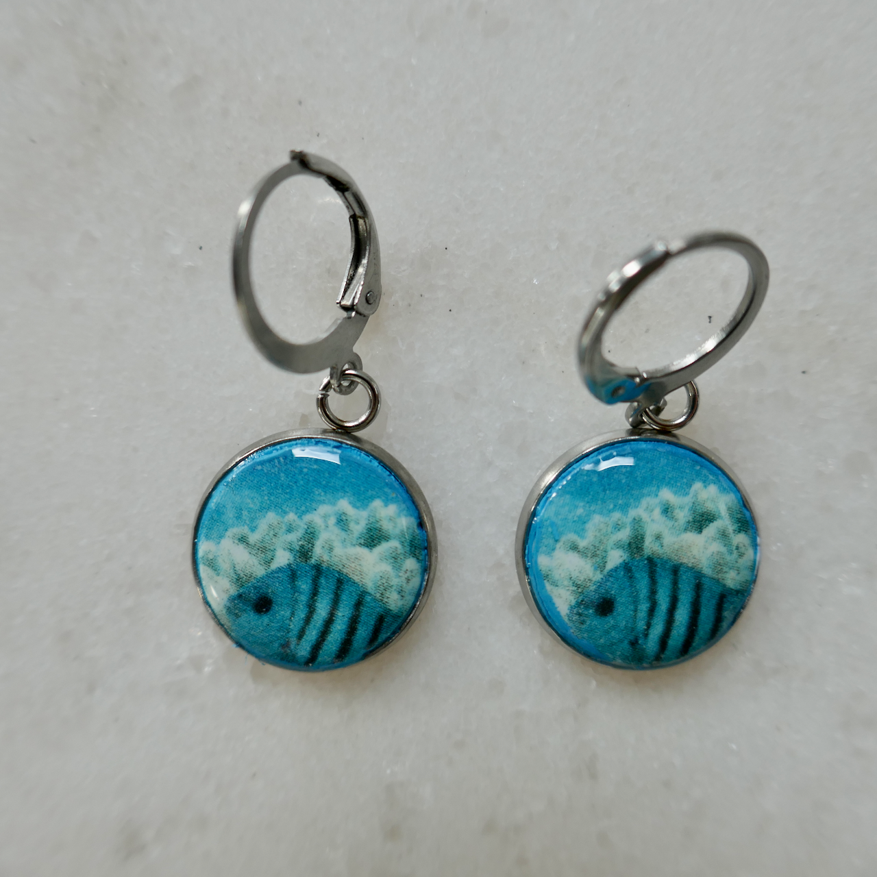 Cheeky Fish - Bezel Dangle Earrings