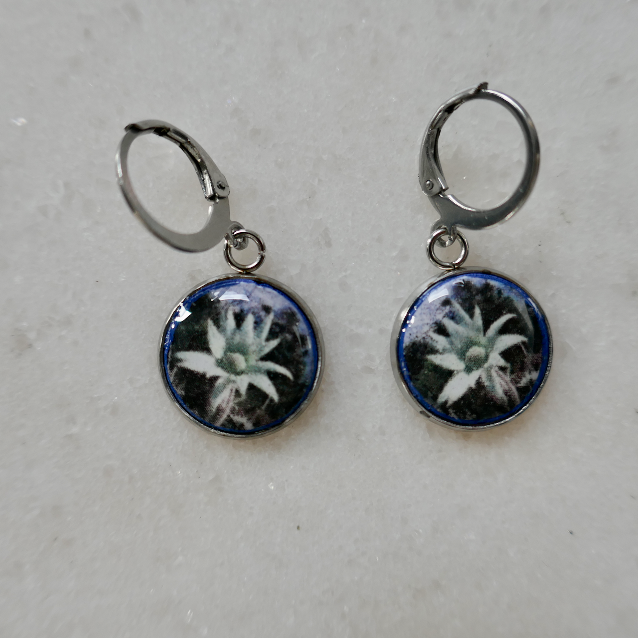 Flannel Flowers - Bezel Dangle Earrings