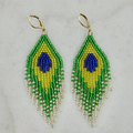 Brasileira! - Glass Bead Longer Tassel Earrings - Small Grass Green