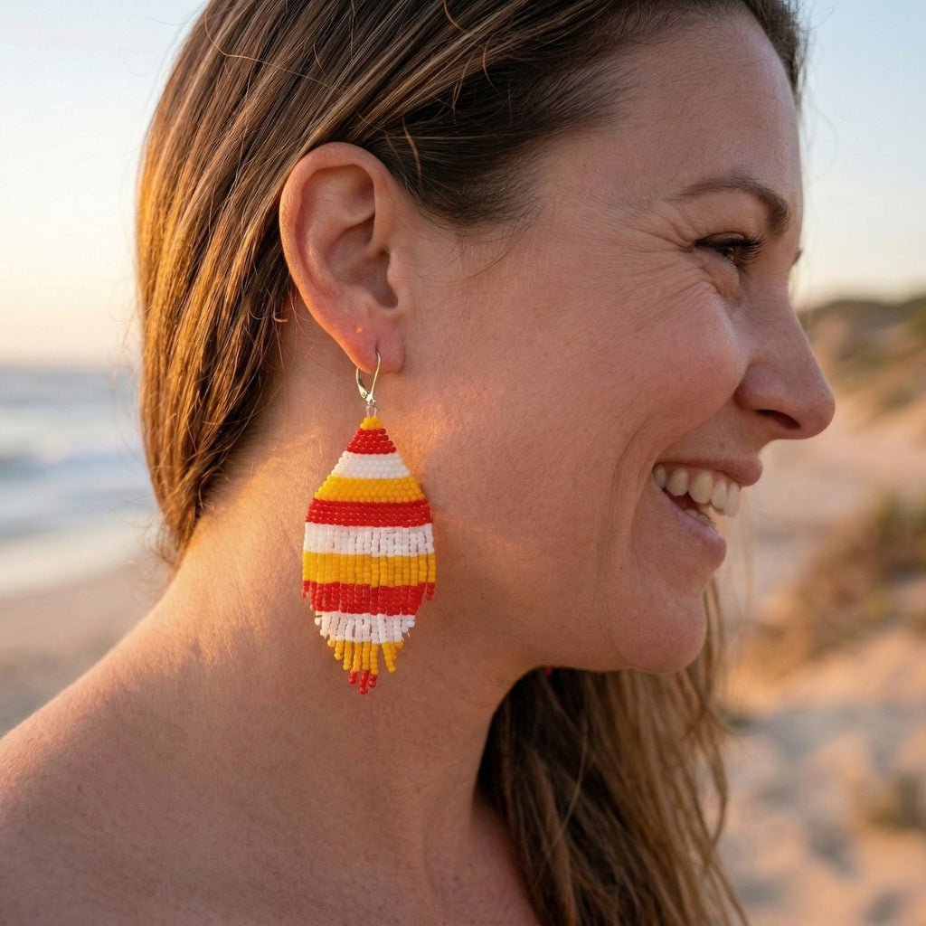 Bright Beach Day - Glass Bead Earrings - Large