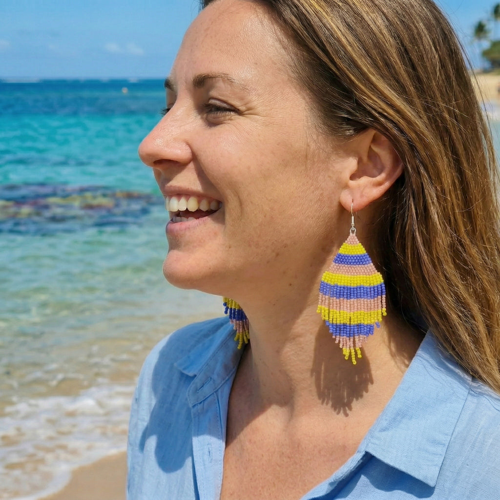Pastel Beach Day - Glass Bead Earrings - Large - SAMPLES & SECONDS SALE!