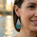 Sparkling Green Ocean - Glass Bead Earrings - Medium SAMPLES & SECONDS SALE