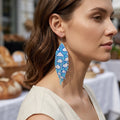 Clouds - Long Tasselled Glass Bead Earrings - Large