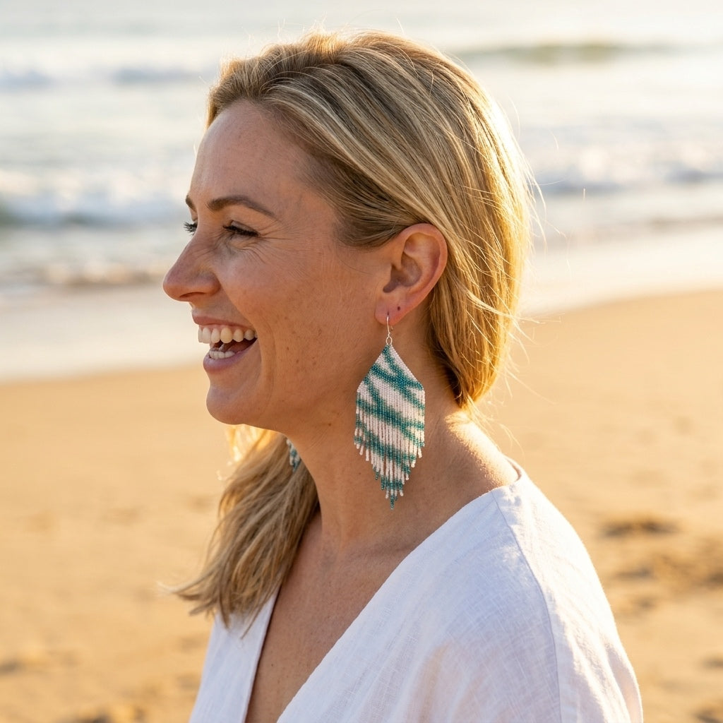 Whitehaven Sand Bars - Micro Glass Bead Earrings - Extra Large