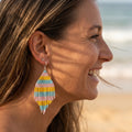 Sparkling Pastel Beach Day - Glass Bead Earrings - Large